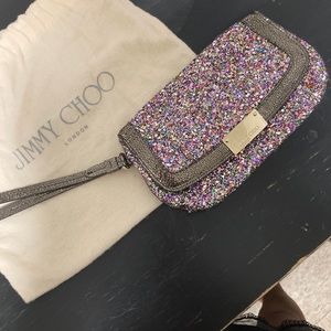 Jimmy Choo course glitter wristlet